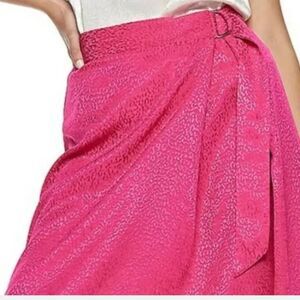 Nine West NWT Hot Pink Print Medium Wrap Skirt Ring Belt
